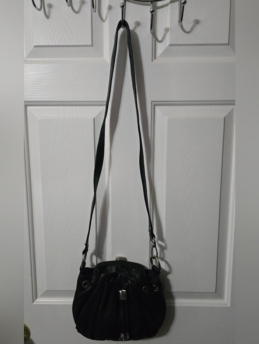 b. makowsky Black Leather Shoulder Crossbody Bag